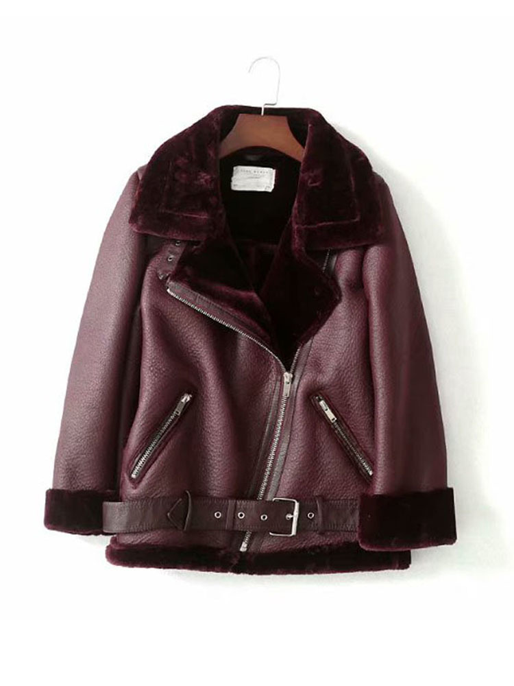 Womens Jackets Warm Womens Winter Motorcycle Velvet Jacket Female Short Lapels Fur Thick Korean Version Plus Velvet Jacket Bomber Jacket 220930