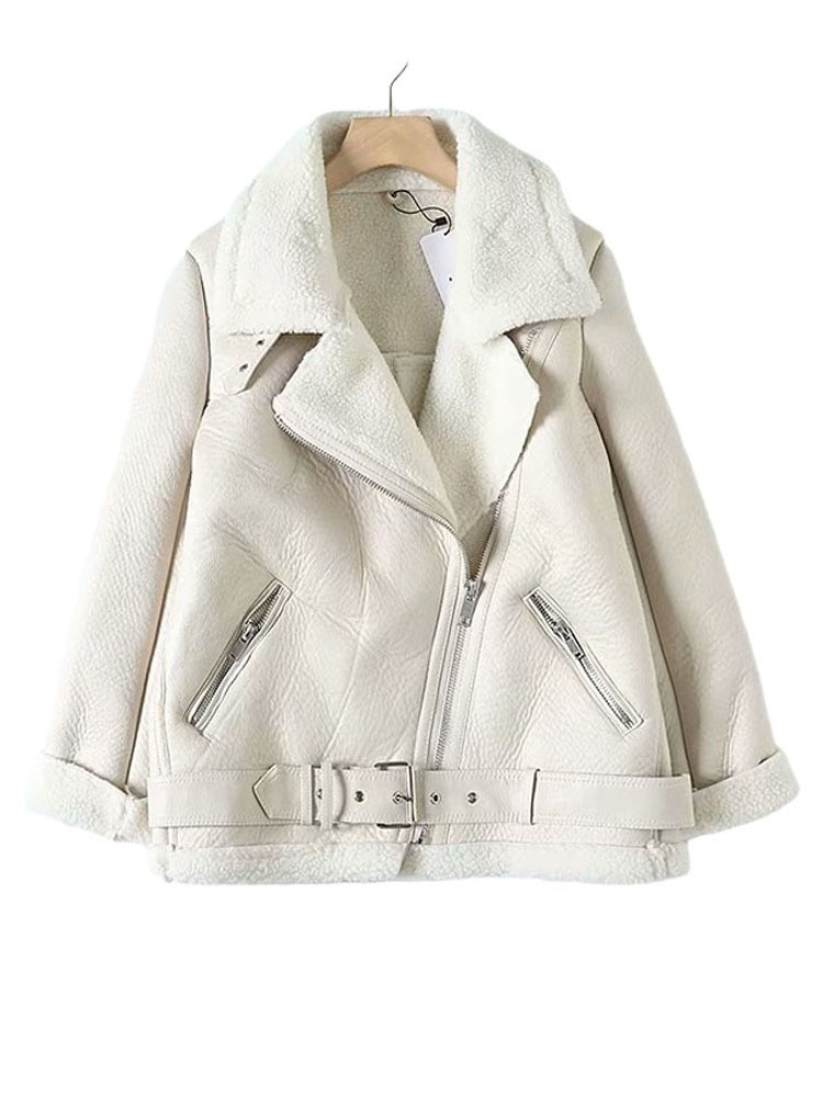 Womens Jackets Warm Womens Winter Motorcycle Velvet Jacket Female Short Lapels Fur Thick Korean Version Plus Velvet Jacket Bomber Jacket 220930