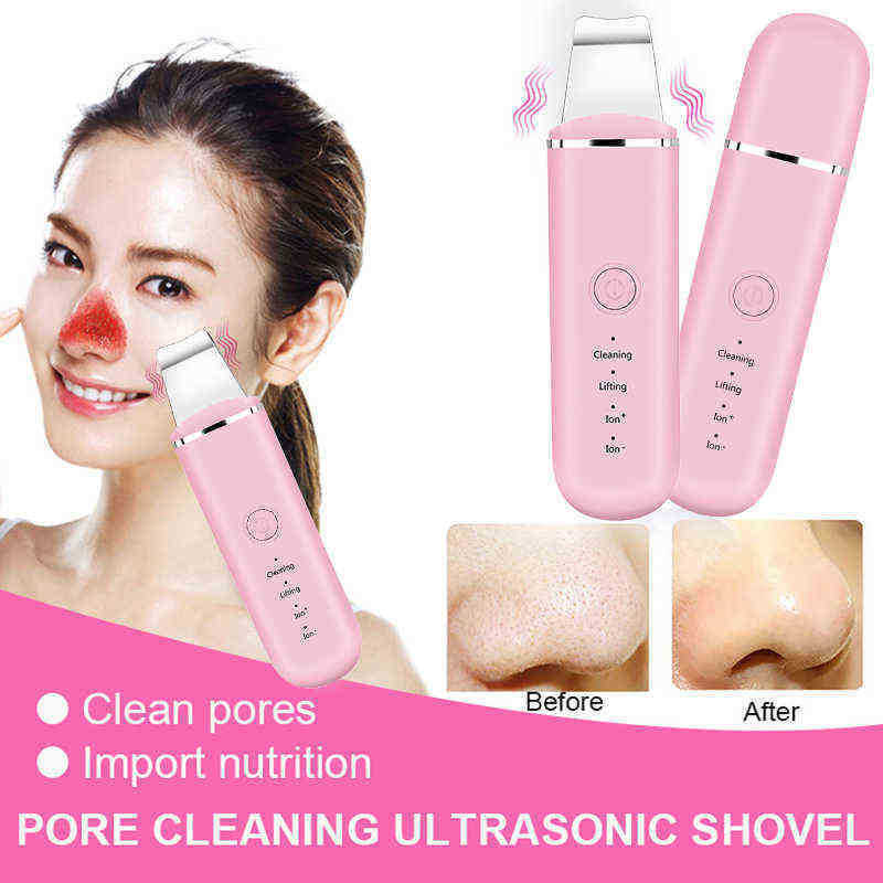 Ultrasonic Skin Scrubber Vibration Face Spatula Blackhead Remover Facial Shovel Clean Peeling Lifting Usb 220516
