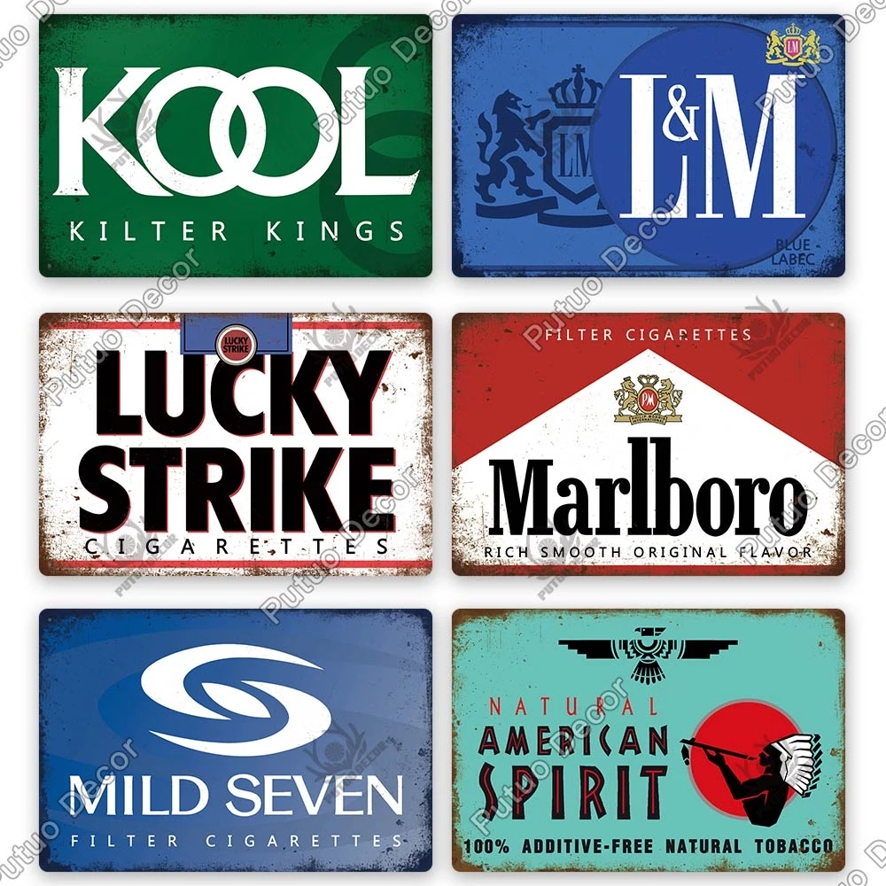 Putuo Decor Cigarette Brand Vintage Metal Painting Tin Sign Fashion Metal Poster Wall Decoration Club Man Cave Smoke Shop Advertising Plate Woo
