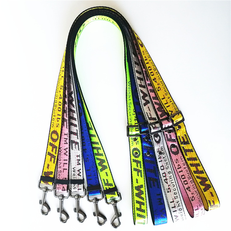 Designer Leashes Strong Durable Nylon Dog Training Leash Jacquard Letter Pattern Traction Rope 4 Feet/5 Foot Long 3/4 Inch 1 In Wide for Small and Med