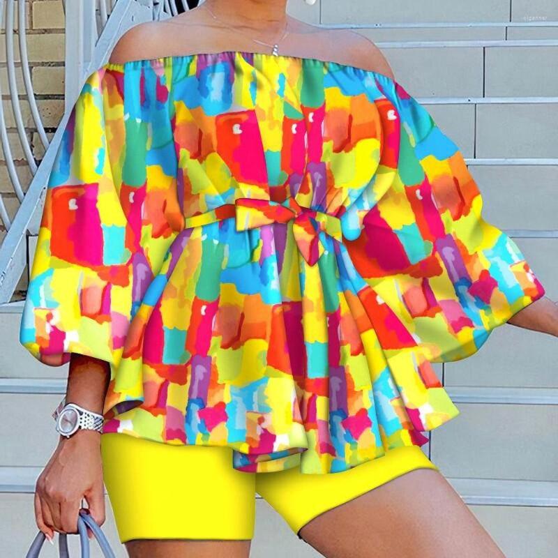 Women's Tracksuits 2022 Half Sleeve Card Shoulder Top Elastic Short Pants Printed Two Piece Sets Casual Street Style Women Suit, Blue
Women's Tracksuits 2022 Half Sleeve Card Shoulder Top Elastic Short Pants Printed Two Piece Sets Casual Street Style Women Suit, Blue
