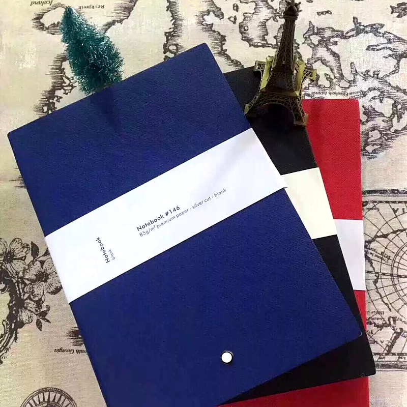 hot sell 146 Notepads Black /blue Leather Cover Agenda Handmade Note Book luxurs Periodical Diary Business Notebook A5