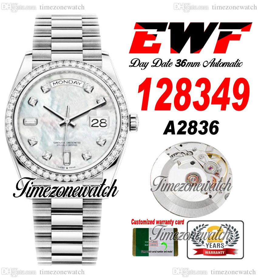 EWF DayDate 36mm 128349 A2836 Automatic Mens Watch Diamonds Bezel MOP Diamond Dial OysterSteel Bracelet Same Serial Card Super Edition Timezonewatch B2, Custom warranty card
EWF DayDate 36mm 128349 A2836 Automatic Mens Watch Diamonds Bezel MOP Diamond Dial OysterSteel Bracelet Same Serial Card Super Edition Timezonewatch B2, Custom warranty card