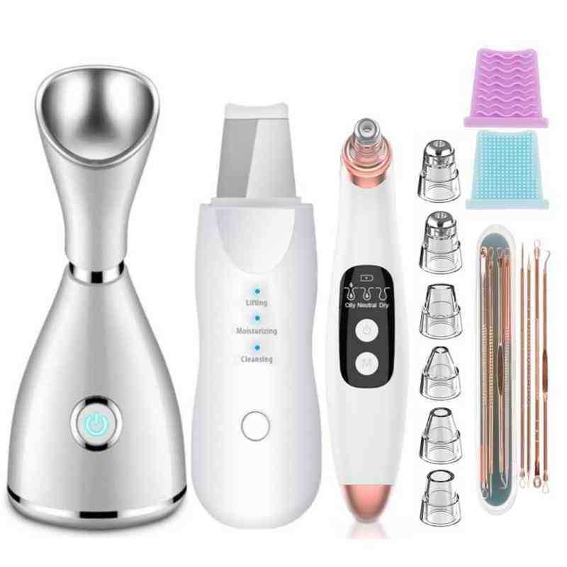 Electric Nano Facial Sprayer Steamer Acne Blackhead Remover Point Noir Vacuum ctor Tool Skin Scrubber Pore Cleaner 220516