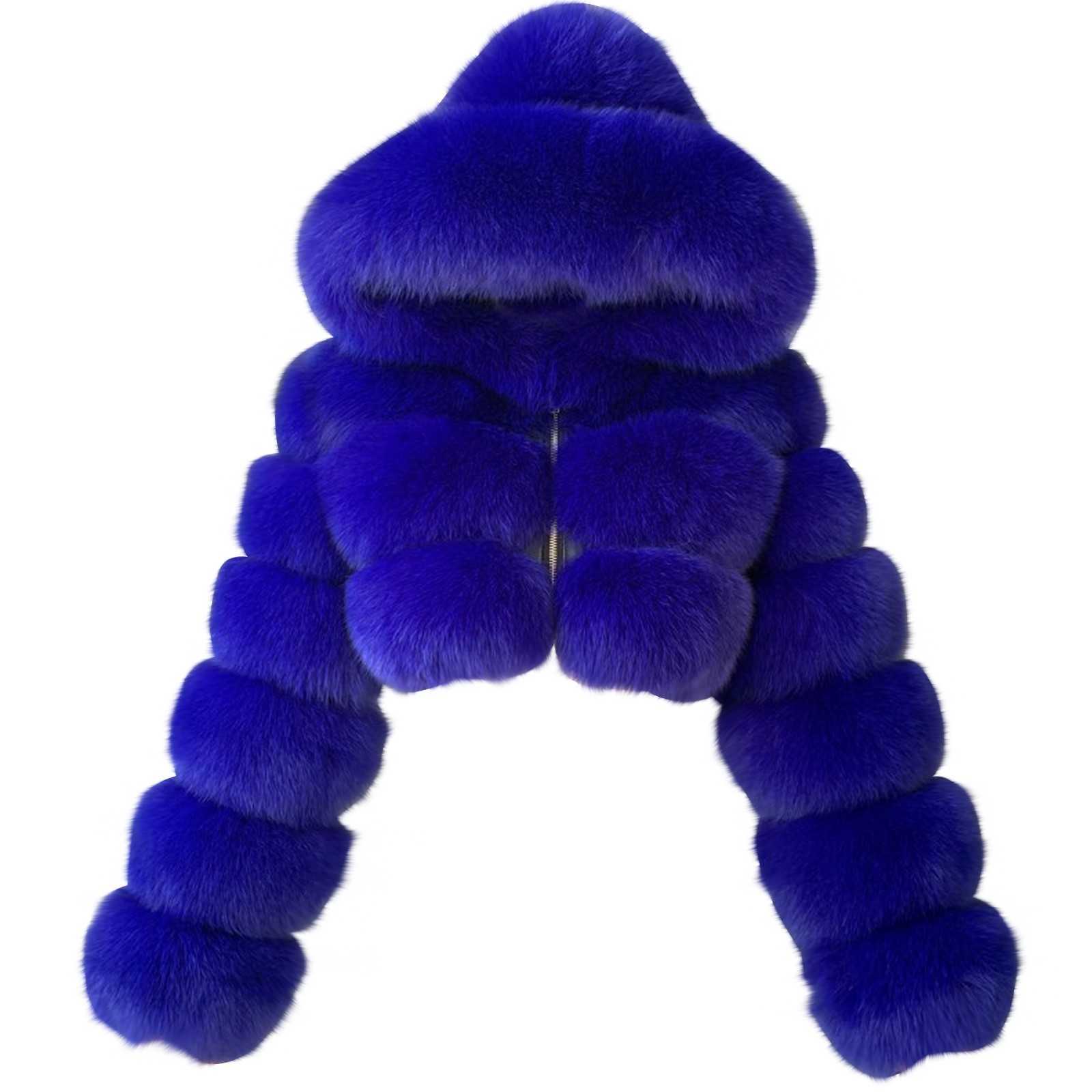 Cropped Faux Coats And Jackets Women Fluffy Top With Hood Winter Fur Jacket Coat Manteau Femme