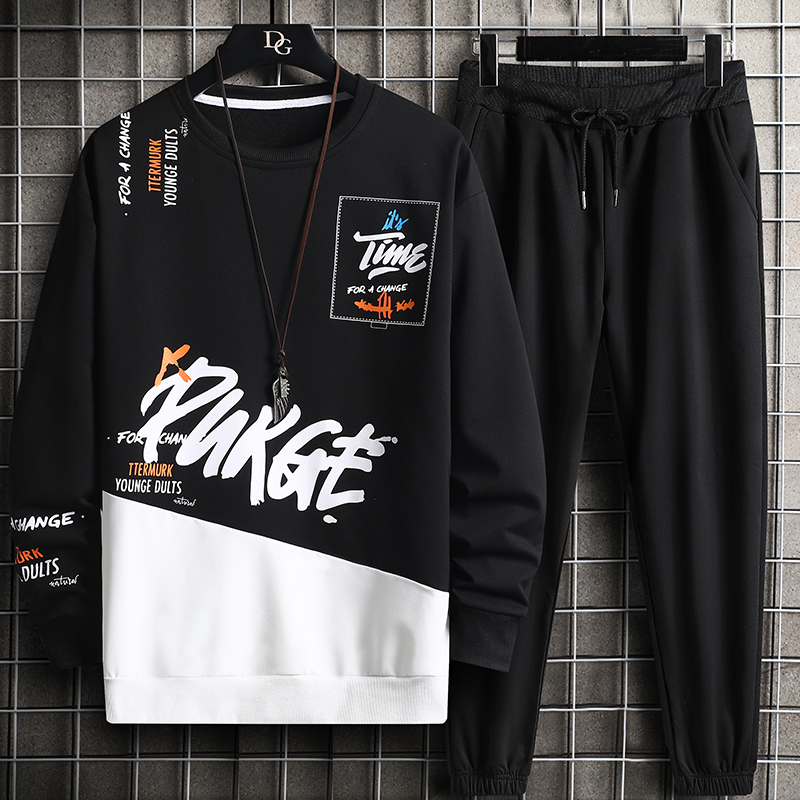 Men's Tracksuits Men's Set Autumn Printed Sweatshirts Pants Outfits Set Fashion Allmatch Tracksuit Men Spring Casual Two Peice Suit 220930