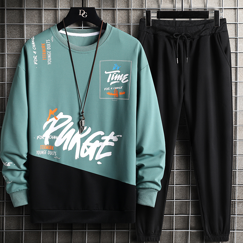 Men's Tracksuits Men's Set Autumn Printed Sweatshirts Pants Outfits Set Fashion Allmatch Tracksuit Men Spring Casual Two Peice Suit 220930