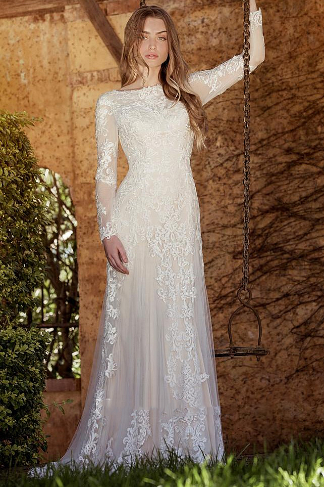 Boho Lace Mermaid Wedding Dresses Long Sleeves Bridal Gowns Appliques Sweep Train Ivory Muslim Reception Wear Custom Make