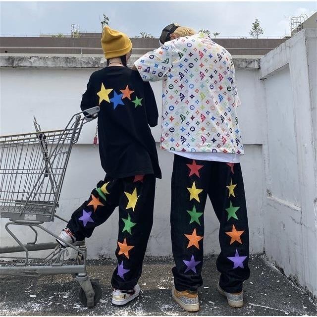 Men' Pants Men' Hio Hop Streetwear Men Baggy Jeans Black Star Alphabet Graffiti Loose Casual Wide Leg Tide Woman Denim Trousers, Five-pointed star
Men' Pants Men' Hio Hop Streetwear Men Baggy Jeans Black Star Alphabet Graffiti Loose Casual Wide Leg Tide Woman Denim Trousers, Five-pointed star