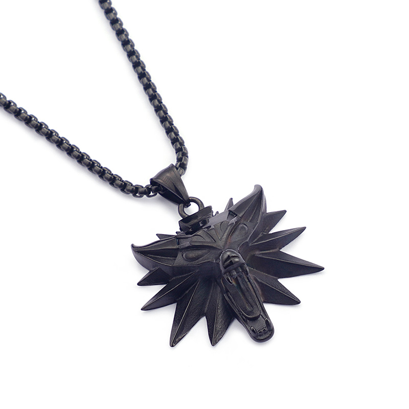 Casting Wolf Head Pendants Necklace Cool Men Hip Hop Stainless Steel Jewelry