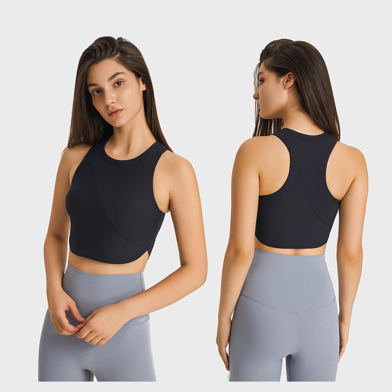 Women Tank Top High Neck Bras Gym Yoga Vest Breathable Racerback Bra Slim Fit Elastic Sports Bra with Removable Cups L207, Black
Women Tank Top High Neck Bras Gym Yoga Vest Breathable Racerback Bra Slim Fit Elastic Sports Bra with Removable Cups L207, Black