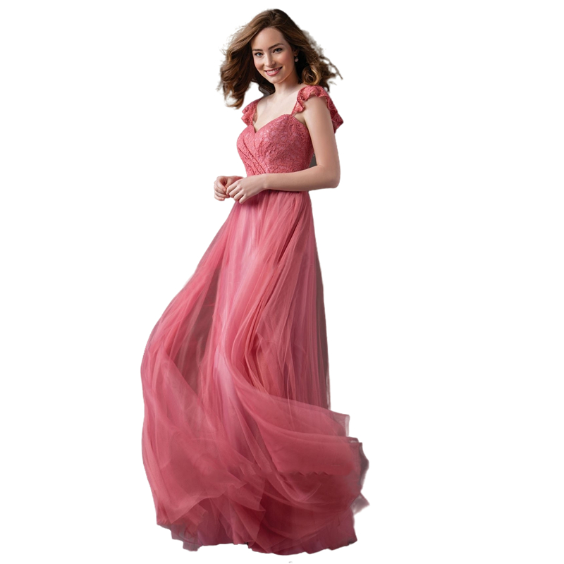 Dusty Pink Long Bohemian Bridesmaid Dress Straps Lace Tulle Floor Length A-Line Wedding Guest Gowns Elegant Women Girls Prom Party Evening Wear