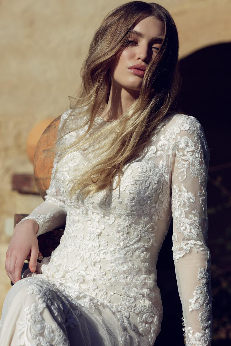 Boho Lace Mermaid Wedding Dresses Long Sleeves Bridal Gowns Appliques Sweep Train Ivory Muslim Reception Wear Custom Make