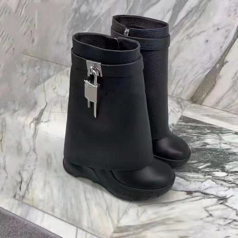 Lock Design Women Mid-Calf Boots Genuine Leather Wedge Boots Height Increasing Shoes Thick Platform Western Boots For Woman 35-42 size, Greyshoe box
Lock Design Women Mid-Calf Boots Genuine Leather Wedge Boots Height Increasing Shoes Thick Platform Western Boots For Woman 35-42 size, Greyshoe box