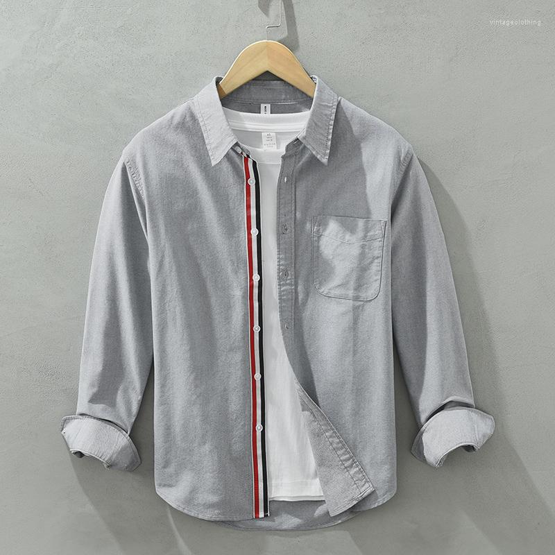Men's Casual Shirts Oxford White Shirt For Men Autumn Winter Pure Cotton Long Sleeve Turn-down Collar Male Loose Dress
