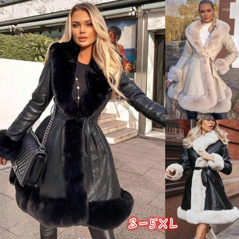 Women's Fur Women's & Faux Women Lapel Collar Leather PU Warm Long Coat With Belt Female Elegant Winter Corset Cardigan Jacket, 1 beige
Women's Fur Women's & Faux Women Lapel Collar Leather PU Warm Long Coat With Belt Female Elegant Winter Corset Cardigan Jacket, 1 beige