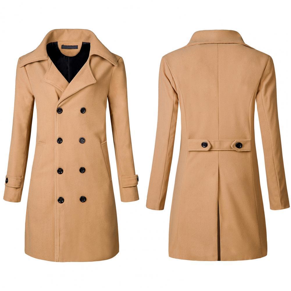 Men's Jackets Men's Coat Doublebreasted Slim Korean Style Long Coat Thick Slim Warm Solid Color Windbreaker Jacket for Autumn Winter 220930