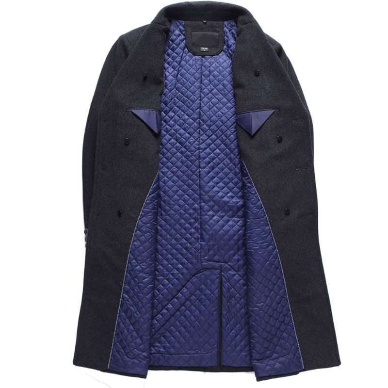 Men's Wool Blends Mens Wool Coat Single Breasted Long Trench Coat Men Winter Thick Woolen Overcoat Casual Jacket Detachable Scarf 220930