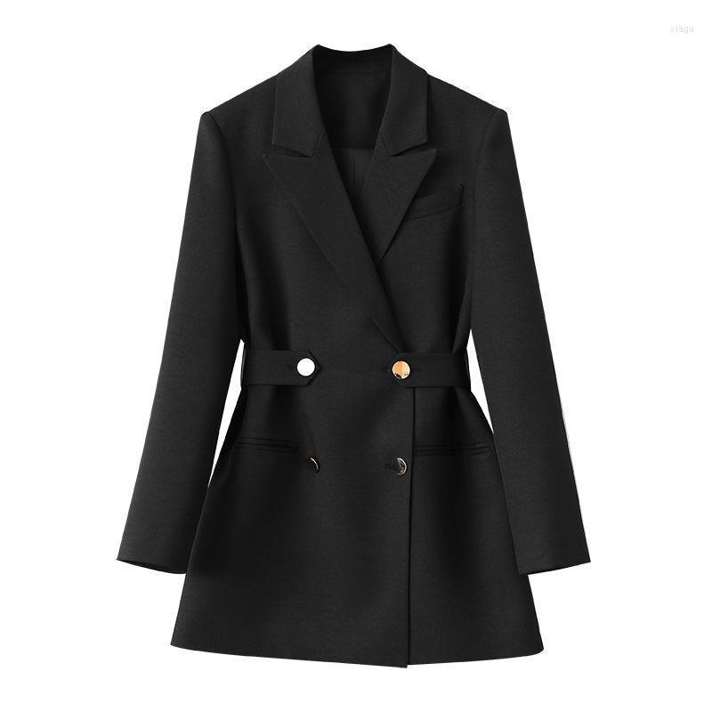 Women's Suits Woman Suit Jacket Solid Color Double Breasted Slim Blazers With Belt Vintage Office Blazer For Women Elegant, Black
Women's Suits Woman Suit Jacket Solid Color Double Breasted Slim Blazers With Belt Vintage Office Blazer For Women Elegant, Black