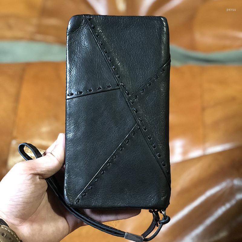 Wallets Retro Fashion Luxury First Layer Cowhide Men's Black Stitching Long Wallet Minimalist Business Card Holder Hand Clutch Bag
Wallets Retro Fashion Luxury First Layer Cowhide Men's Black Stitching Long Wallet Minimalist Business Card Holder Hand Clutch Bag