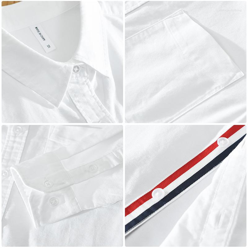 Men's Casual Shirts Oxford White Shirt For Men Autumn Winter Pure Cotton Long Sleeve Turn-down Collar Male Loose Dress