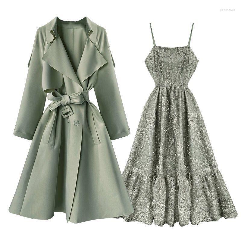 Women's Trench Coats Women's Sling Skirt Suit Female High-end 2022 Spring Autumn Windbreaker Jacket Overcoat Dress Two-piece, Suspender skirt
Women's Trench Coats Women's Sling Skirt Suit Female High-end 2022 Spring Autumn Windbreaker Jacket Overcoat Dress Two-piece, Suspender skirt