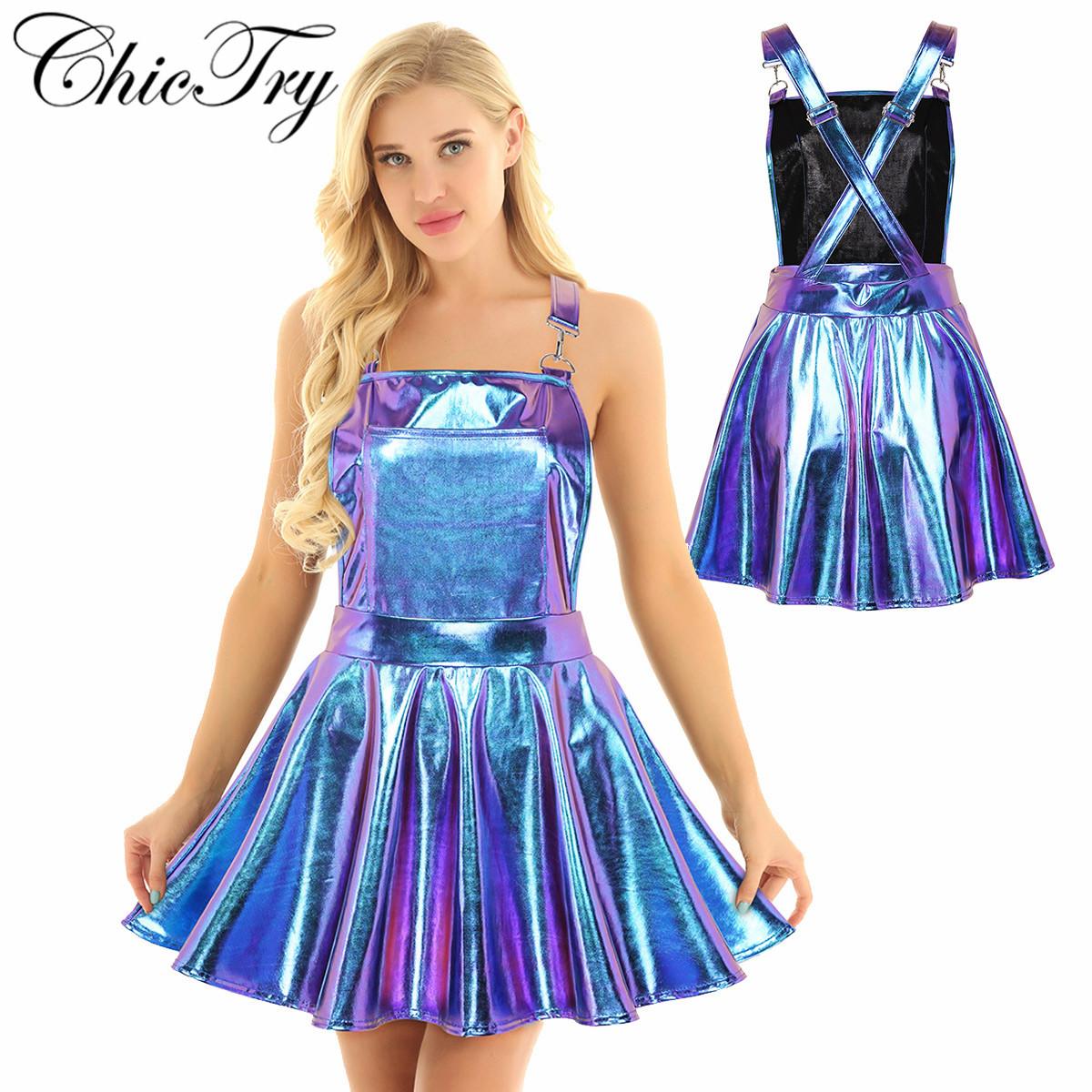 Dresses Womens Shiny Metallic Holographic Adjustable Wide Shoulder Straps Pleated Bib Overall Pinafore Dress Braces Suspender Dress, Silver
Dresses Womens Shiny Metallic Holographic Adjustable Wide Shoulder Straps Pleated Bib Overall Pinafore Dress Braces Suspender Dress, Silver