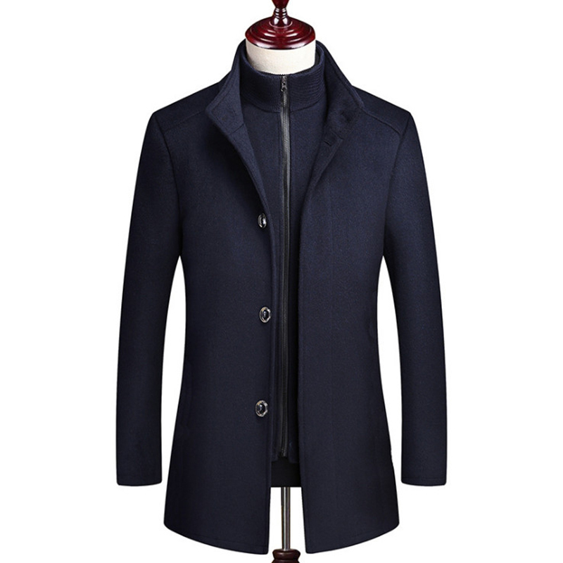 Men's Wool Blends Winter Woolen Coat Men Fashion Cotton Liner Wool Blend Jacket Mens Casual Warm Outerwear abrigo hombre GreyWine Red 220930