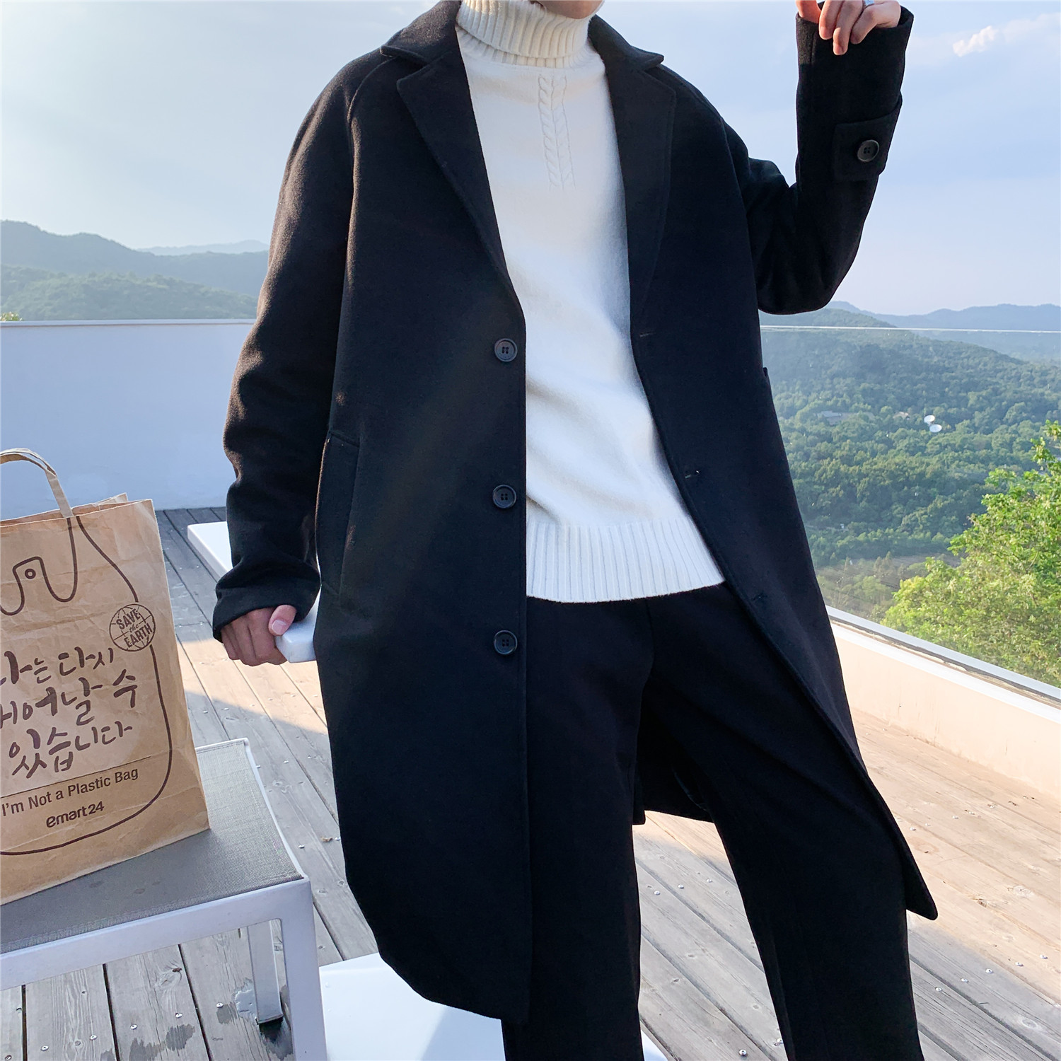 Men's Wool Blends Winter Men's Heavy Woolen Blends Overcoat Male Cashmere Long Overknee Windbreaker Loose Cottonpadded Clothes Wool Trench C