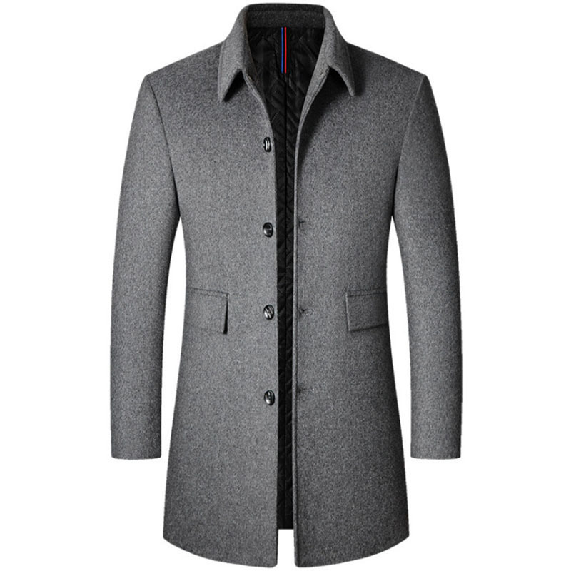 Men's Wool Blends Mens Wool Blends Coat Lapel Thick Long Trench Coat AntiWrinkle Comfortable Male Woolen Jacket Smart Casual Overcoat 220930