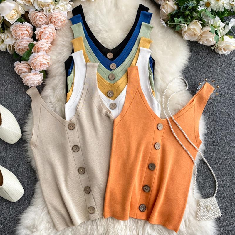 Women's Shapers Women's Knitting Cotton Tanks Top Women Buttons 2022 Designers Slim V Neck Sleeveless Ins Fashion Sweet Girls Femme, Black
Women's Shapers Women's Knitting Cotton Tanks Top Women Buttons 2022 Designers Slim V Neck Sleeveless Ins Fashion Sweet Girls Femme, Black
