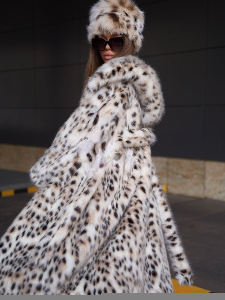 Womens Fur Faux RR1475 XLong Coats Eco Lynx With a Hood Winter Jackets Woman Length 120cm Coat Female White 220930