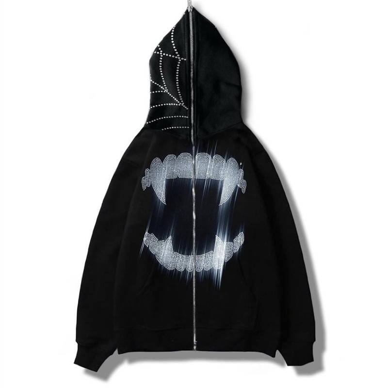 Women's Hoodies Sweatshirts Y2K Cobweb Zip Up Oversized Sweatshirt Autumn Goth Hoodie Men Women Grunge Hooded Jacket Streetwear Clothing 220930