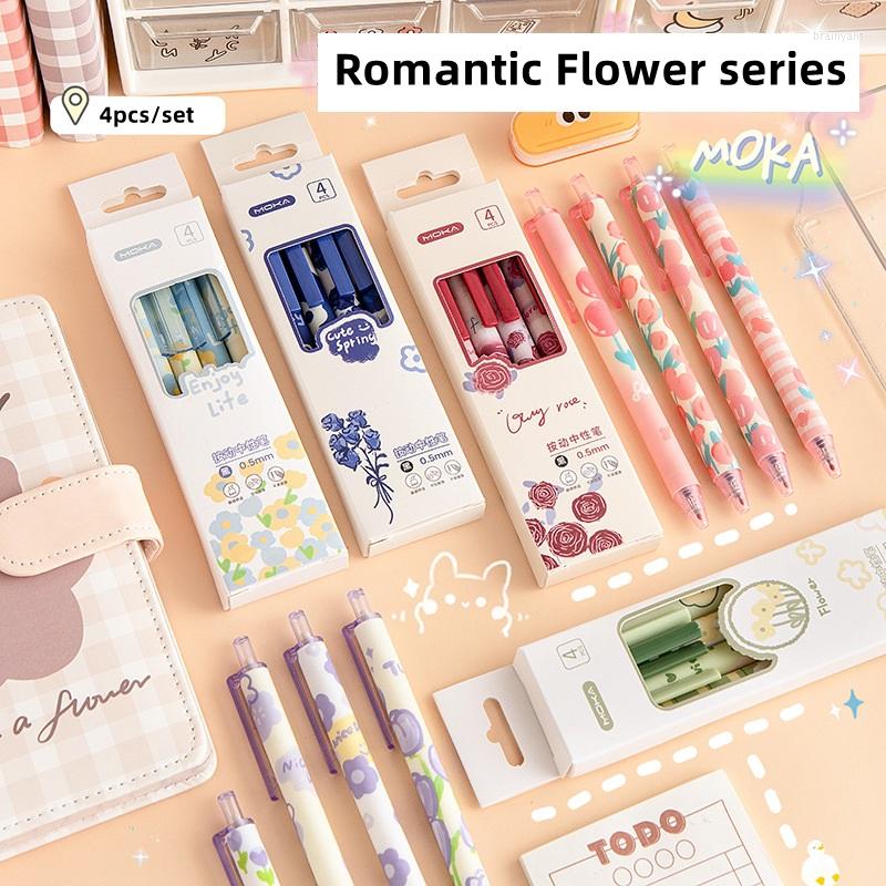 4pcs Romantic Flower Gel Pens Set Lovely Floral Printing 0.5mm Ballpoint Black Color Ink For Writing School Office A7199
4pcs Romantic Flower Gel Pens Set Lovely Floral Printing 0.5mm Ballpoint Black Color Ink For Writing School Office A7199