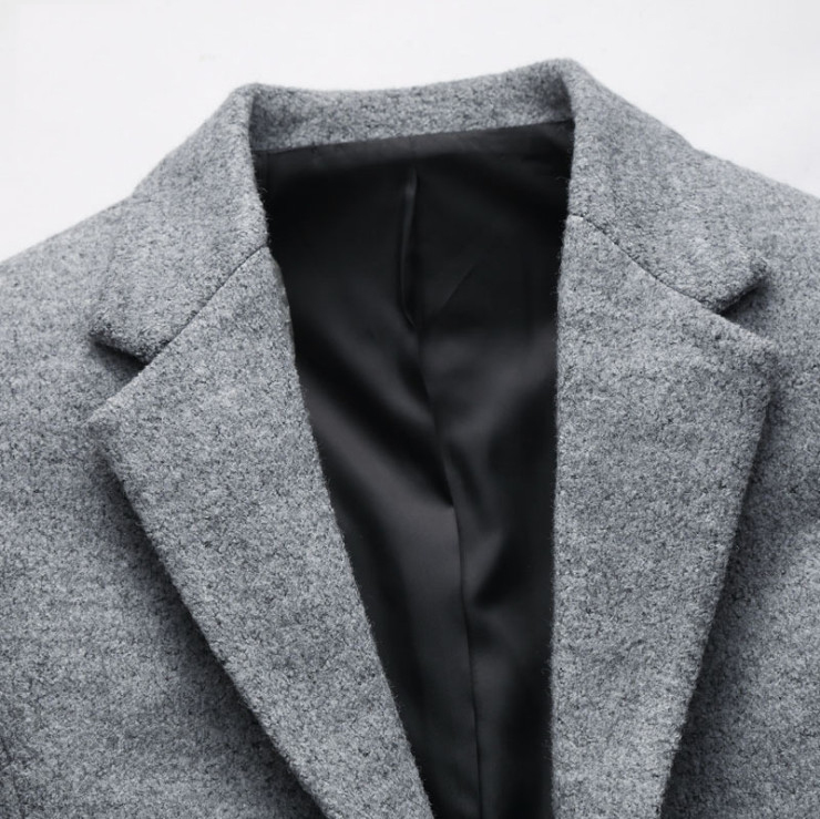 Men's Wool Blends Fashion Long Woolen Coat Men Single Breasted Trench Coat Men For Overcoat Winter Business Casual Slim Fit Wool Pea Coats 3XL 22