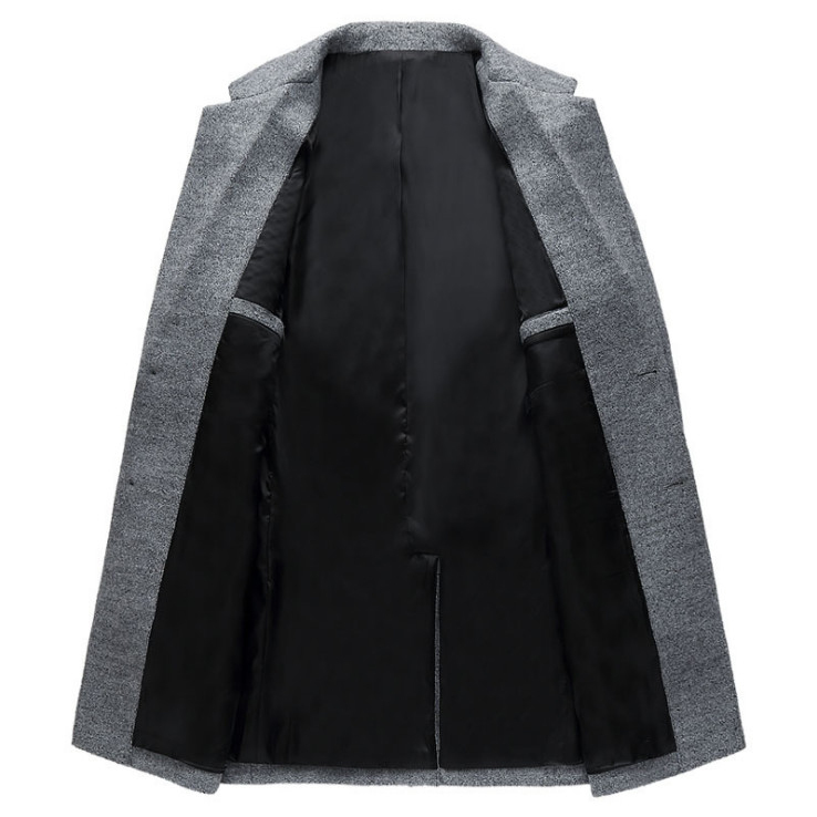 Men's Wool Blends Fashion Long Woolen Coat Men Single Breasted Trench Coat Men For Overcoat Winter Business Casual Slim Fit Wool Pea Coats 3XL 22