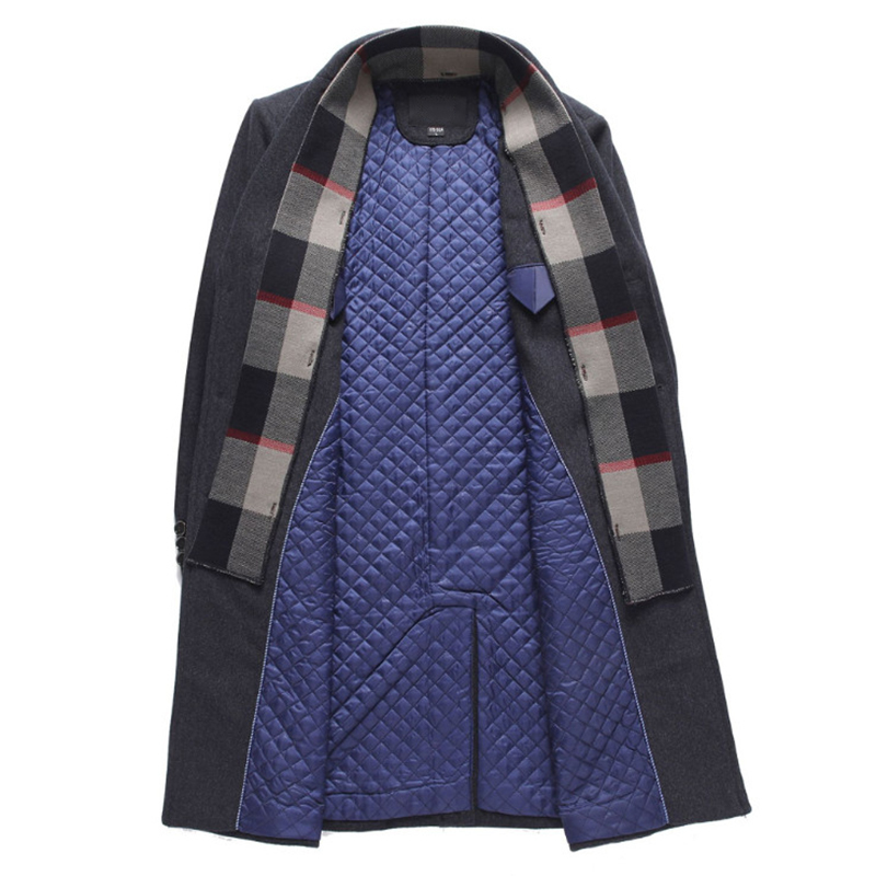 Men's Wool Blends Mens Wool Coat Single Breasted Long Trench Coat Men Winter Thick Woolen Overcoat Casual Jacket Detachable Scarf 220930