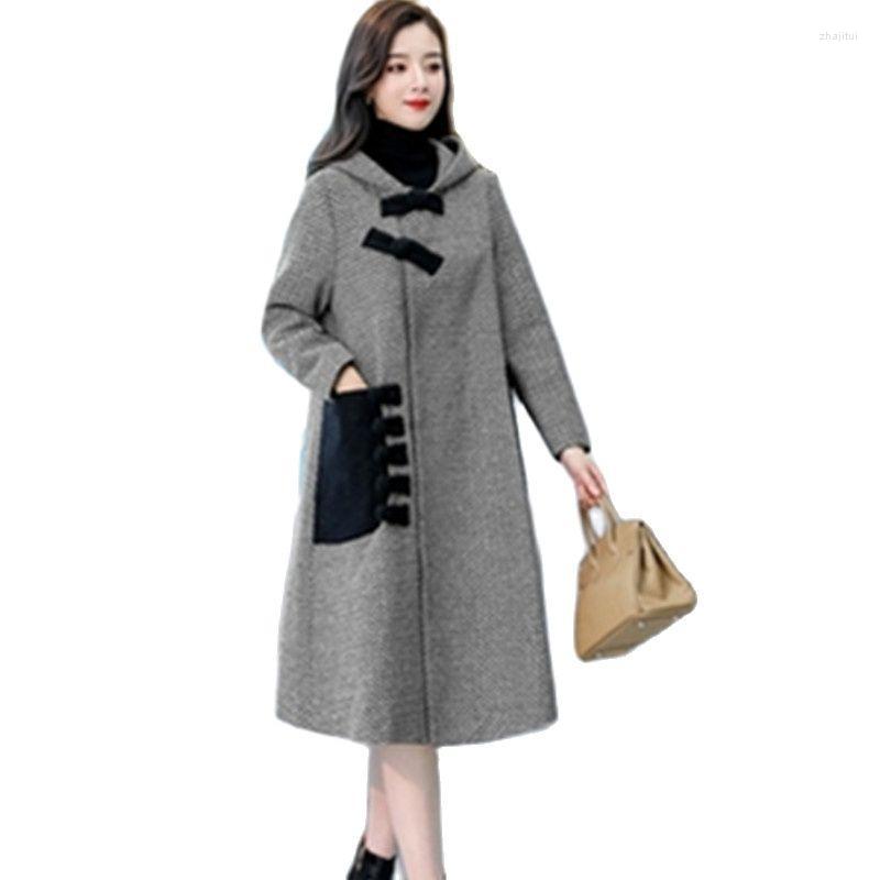 Women's Wool Women's & Blends Houndstooth Hepburn Style Hooded Harm Coat Women Mid-length 2022 Autumn And Winter National Fashion, Grey
Women's Wool Women's & Blends Houndstooth Hepburn Style Hooded Harm Coat Women Mid-length 2022 Autumn And Winter National Fashion, Grey