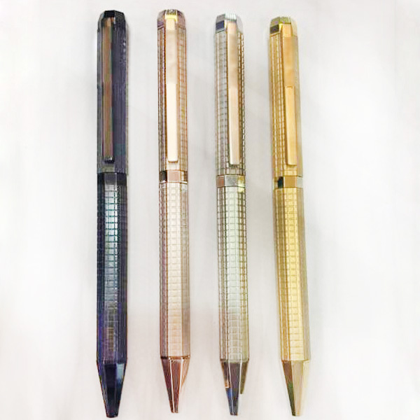 Fashion Gift Pen Metal Hexagonal grid checkered red wood box Classical Ballpoint Pen for writing