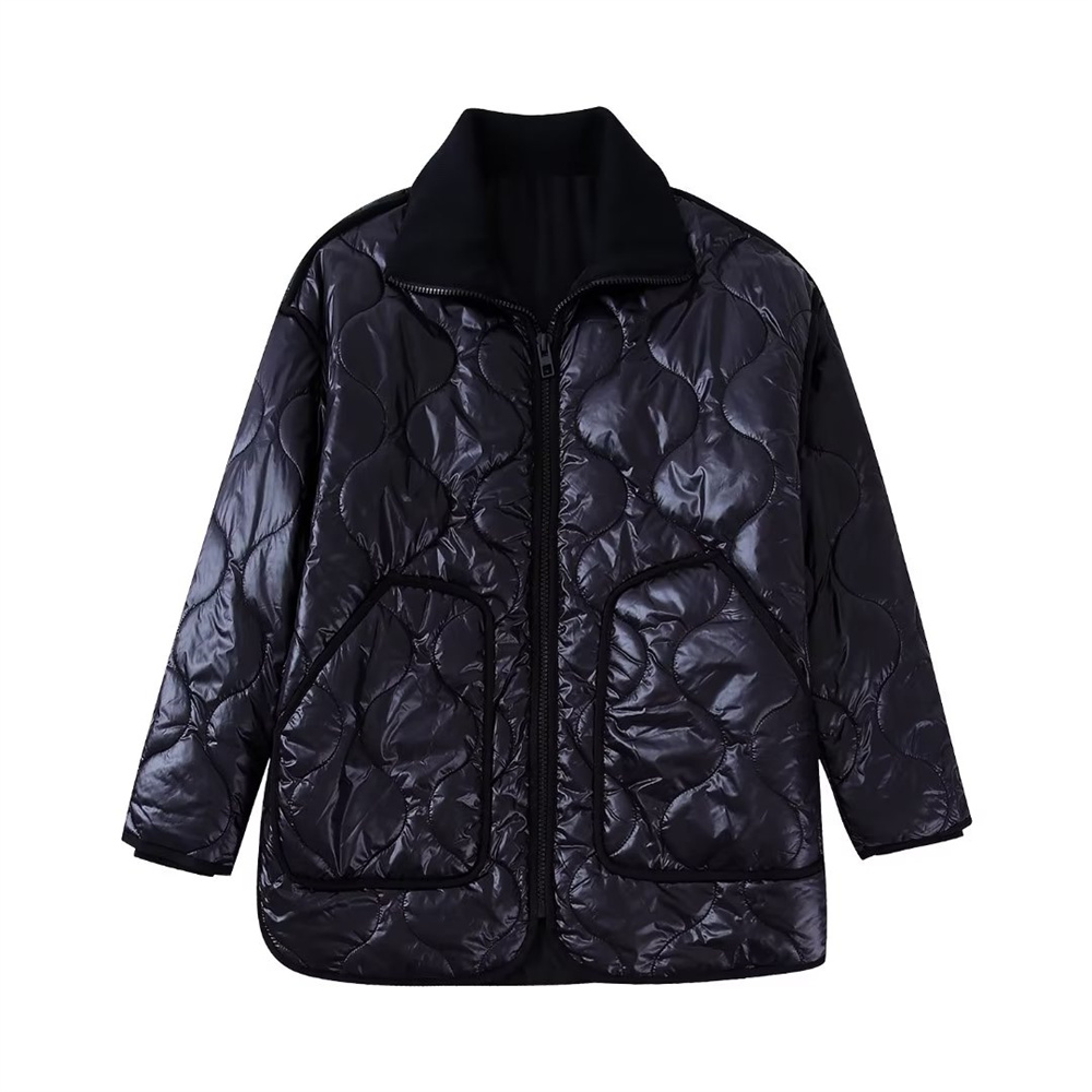 Winter new women's down jacket pocket black cotton jacket warm loose jacket lapel zipper long sleeve top
Winter new women's down jacket pocket black cotton jacket warm loose jacket lapel zipper long sleeve top