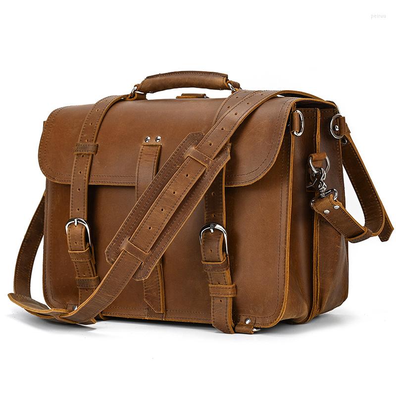Briefcases Vintage Leather Briefcase Genuine Business Shoulder Bag With Cover 15.6 Inch Computer Solid Cowskin, Design2
Briefcases Vintage Leather Briefcase Genuine Business Shoulder Bag With Cover 15.6 Inch Computer Solid Cowskin, Design2
