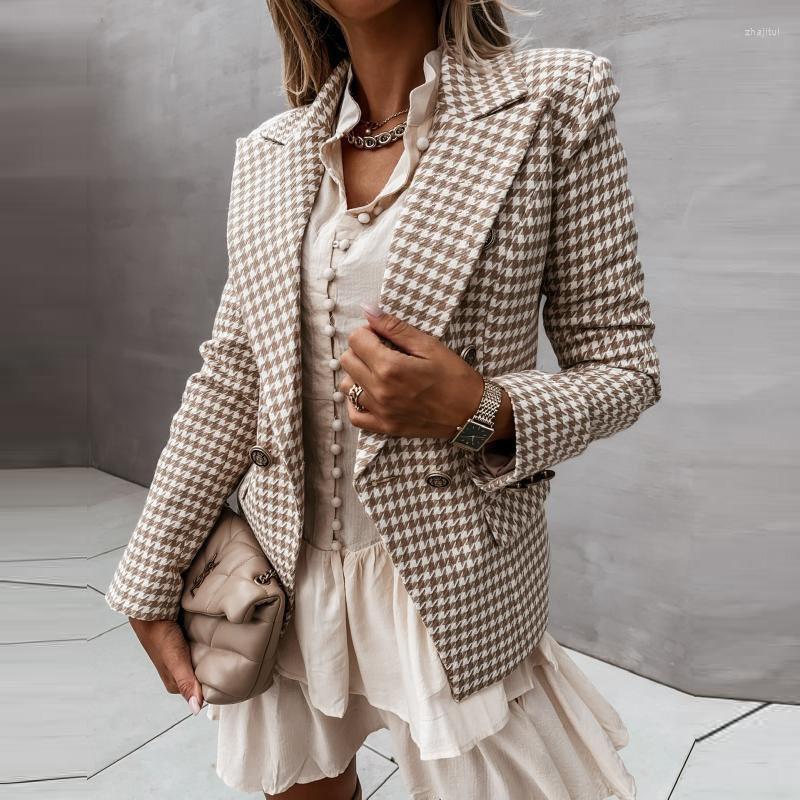 Women' Jackets Women' Autumn Women Double Breasted Coat Elegant Houndstoot Plaid Print Fashion Top Outwear Office Lady Loose Casual, Black
Women' Jackets Women' Autumn Women Double Breasted Coat Elegant Houndstoot Plaid Print Fashion Top Outwear Office Lady Loose Casual, Black