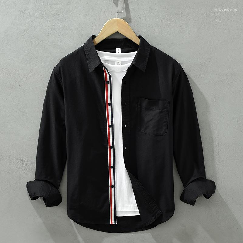 Men's Casual Shirts Oxford White Shirt For Men Autumn Winter Pure Cotton Long Sleeve Turn-down Collar Male Loose Dress