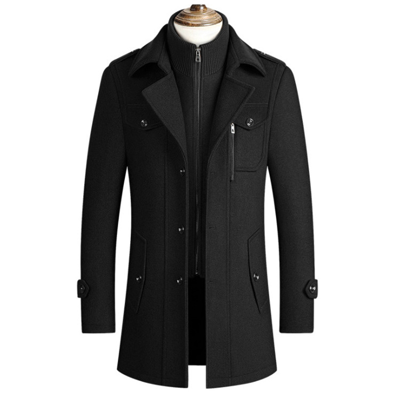Men's Wool Blends Wool Coat for Men Winter Jacket Slim Fit Thick Trench Business Casual Double Collar Men Woolen Overcoat Asian Size 4XL 220930