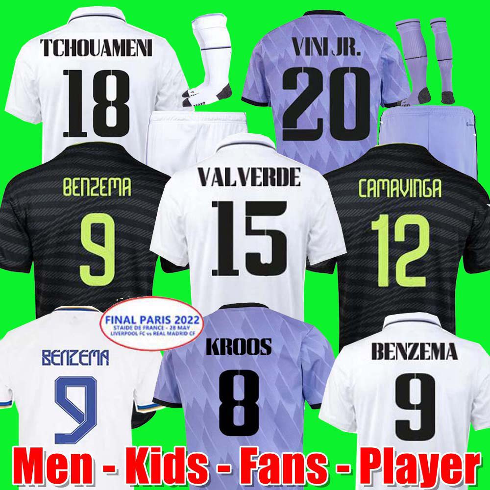 2022 BENZEMA Finals soccer jersey 22 23 football shirt VINI JR CAMAVINGA TCHOUAMENI REAL MADRIDS VALVERDE HAZARD RODRYGO MODRIC camiseta men kids kit 2023 uniforms, Home aldult ucl player
2022 BENZEMA Finals soccer jersey 22 23 football shirt VINI JR CAMAVINGA TCHOUAMENI REAL MADRIDS VALVERDE HAZARD RODRYGO MODRIC camiseta men kids kit 2023 uniforms, Home aldult ucl player