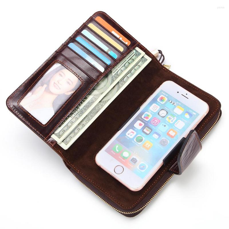 Wallets Genuine Leather Wallet Men's Long Multi-function Mobile Phone Bag Oil Wax Men Clutch Card Holder Man Purse, Black
Wallets Genuine Leather Wallet Men's Long Multi-function Mobile Phone Bag Oil Wax Men Clutch Card Holder Man Purse, Black