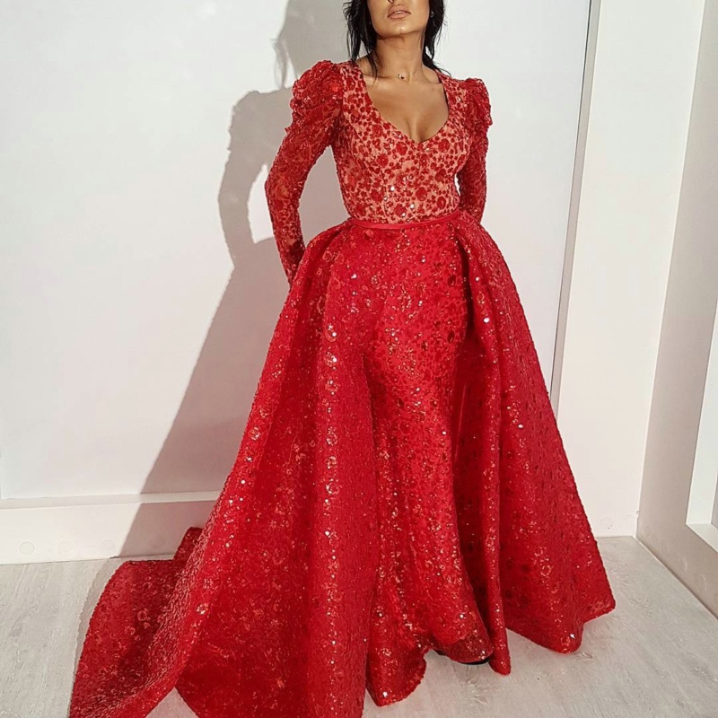 Womens 2022 Deep v-neck sexy evening dress long sleeve Sequined formal Party elegant dresses fashionable clothing For Women