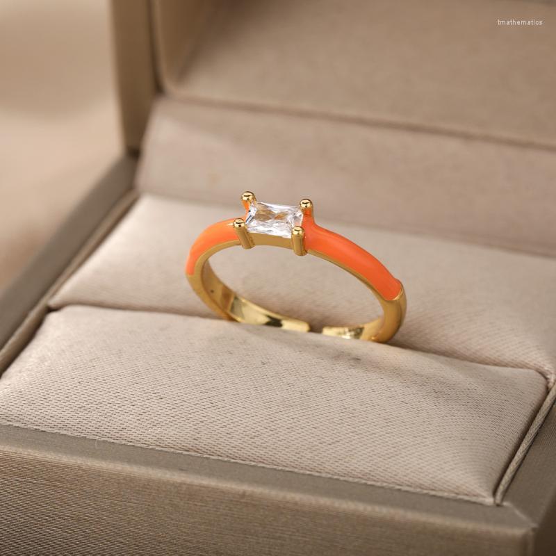 Cluster Rings Square Cubic Zircon For Women Colorful Enamel Adjustable Open Female Finger Ring Party Jewelry Gift Bijoux FemmeCluster
Cluster Rings Square Cubic Zircon For Women Colorful Enamel Adjustable Open Female Finger Ring Party Jewelry Gift Bijoux FemmeCluster
