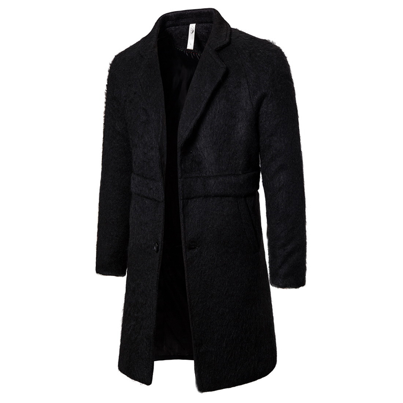 Men's Wool Blends Autumn Winter Black Wool Trench Coat Men Korean Style Long Woolen Overcoat Male Single Breasted Jacket Casual Windbreaker 22093